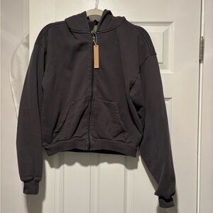 Skims Gray Zip-Up Hoodie